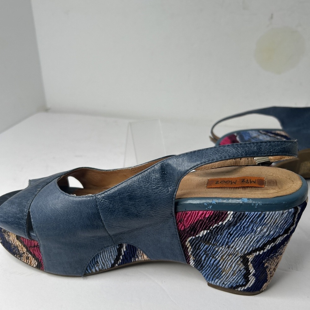 Miz Mooz Women's Blue Leather Multicolor Platform Sandals Sz EU 41 US 8-8 1/2 - Picture 11 of 15